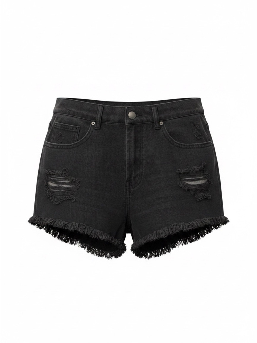 Billabong Black Distressed Frayed-Hem Denim Shorts